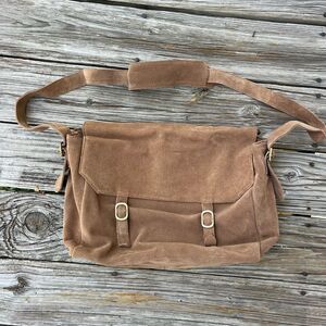 Free People Zahara Suede Messenger Bag Bronze Age Brown NWOT